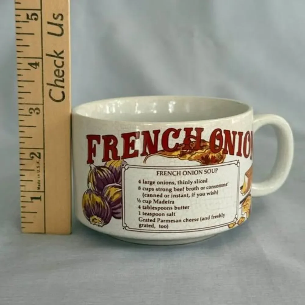 Vintage Recipe Soup Mugs - Set of 2 Split Pea French Onion